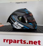 CASCOS EDGE RACER SKY CELESTE / GRIS CON VISOR NEGRO Y LENTES RETRACTILES