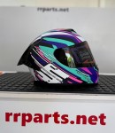 CASCOS EDGE RACER SKY ROSA / VERDE CON VISOR NEGRO Y LENTES RETRACTILES